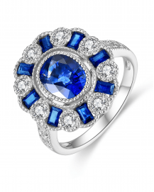 OVAL SAPPHIRE DIAMOND RING (TR4203)